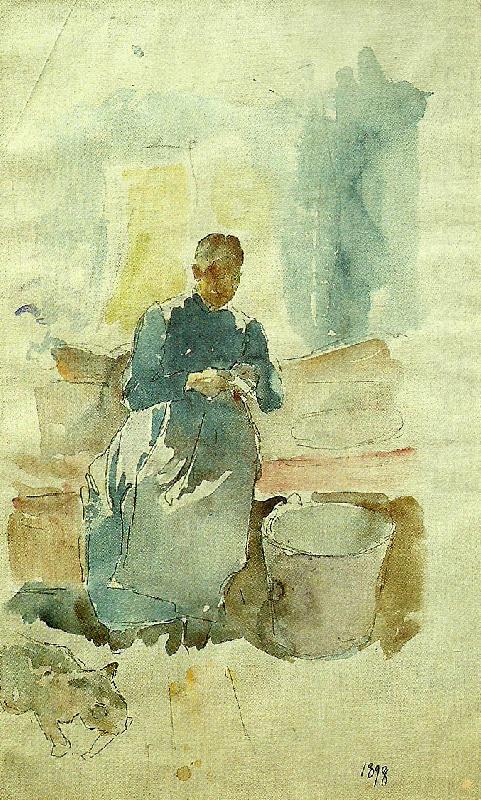 Carl Wilhelmson kvinna med katt china oil painting image